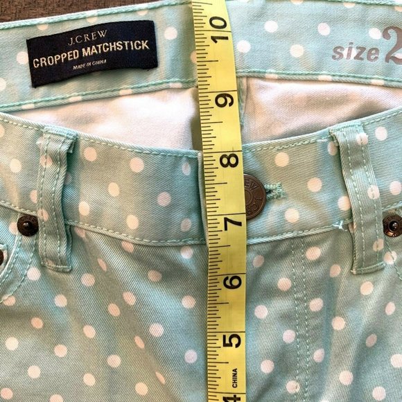 J Crew Cropped Matchstick Stretch Jeans Mint Polka - Picture 10 of 10